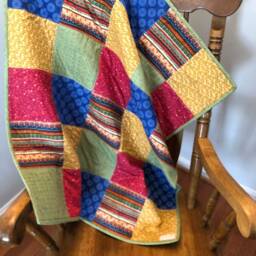 Patchwork Baby Quilt/Blanket, Handmade, Boho, Earth - thumbnail 2