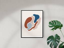 Modern Abstract Mid Century Art Print - Living Room Wall Art, Bedroom - thumbnail 1