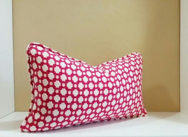 Schumacher Celerie Kemble Betwixt Magenta/Natural Fabric Available With Self Welt Cording