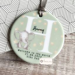 Personalised New Baby Girl Boy Pink Grey Elephant Animals Design Home Quote Linen Style Cushion - Newborn Birth - thumbnail 4