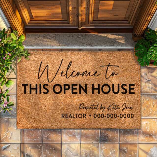 Real Estate Doormat - Realtor Gifts Open House Welcome Mat Custom Personalized - image 1