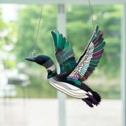 Loon Bird Acrylic Window Hanging Faux Stained Glass Wall Art - thumbnail 3