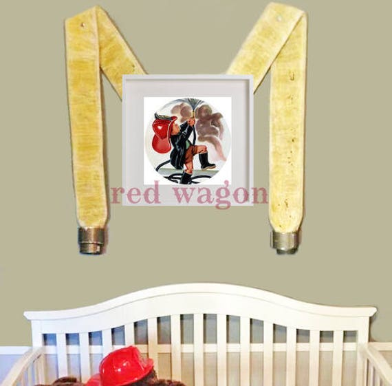 Bobby The Fireman Firefighter Vintage Retro Nursery Boys Wall Art Print Circular 11 Inch Diameter A3 30x30 Frame