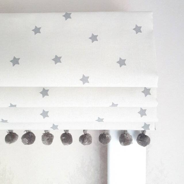 Mini Grey Stars Blackout Lined Roman Blind - Made To Measure - image 1