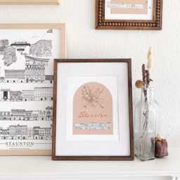 Front Royal Streetscape + Map Drawing East Main Street Virginia City Plan - Art Print Wedding Realtor Moving Gift Souvenir Local Decor - thumbnail 3