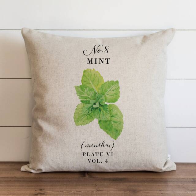 Mint Pillow Cover - 18 X 20 Botanical Floral Herbs Spring Home Decor Summer Throw Garden - image 1