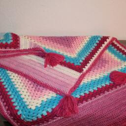 Crochet Baby Blanket, Handmade Crib Stroller Blanket - thumbnail 2