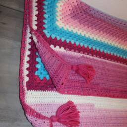Crochet Baby Blanket, Handmade Crib Stroller Blanket - thumbnail 4