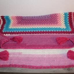 Crochet Baby Blanket, Handmade Crib Stroller Blanket - thumbnail 3
