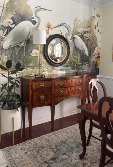 Black & Gold Framed Butler's Convex Mirror - image 1