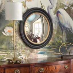 Black & Gold Framed Butler's Convex Mirror - thumbnail 3