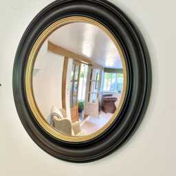 Black & Gold Framed Butler's Convex Mirror - thumbnail 2