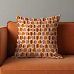 Abstract Dot Cushion Cover, Paint Effect Brush Circle Pattern Pillow Case, Terracotta & Blush Modern Boho Throw Cover