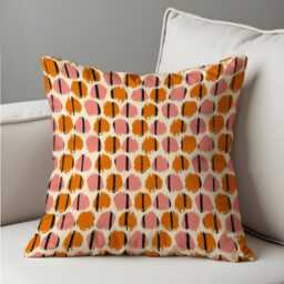 Abstract Dot Cushion Cover, Paint Effect Brush Circle Pattern Pillow Case, Terracotta & Blush Modern Boho Throw Cover - thumbnail 3