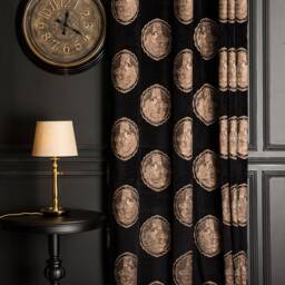 Baroque Medallion Curtains Victorian Luxury Classic Drapes in Black, Navy, Cream Gold, Gray - thumbnail 2