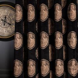 Baroque Medallion Curtains Victorian Luxury Classic Drapes in Black, Navy, Cream Gold, Gray - thumbnail 3