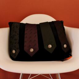 Black Velvet Cushion Cover With Vintage Ties & Buttons - thumbnail 2