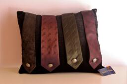 Black Velvet Cushion Cover With Vintage Ties & Buttons - thumbnail 1