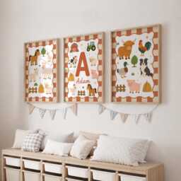 Personalised Farmyard Prints - Set Of 3 Farm Animal Wall Art, Custom Kids Bedroom Decor - thumbnail 2