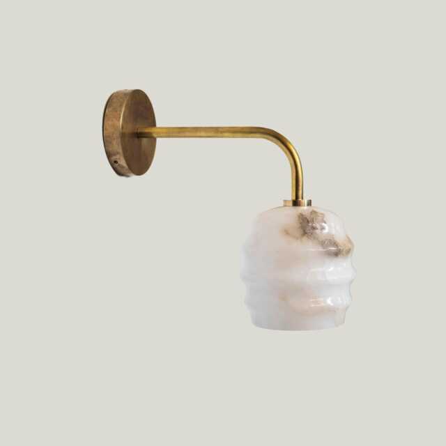 Wall Sconce With Alabaster, Light Fixture Brass Or Nickel, Art Deco Lamp, Accent - image 1