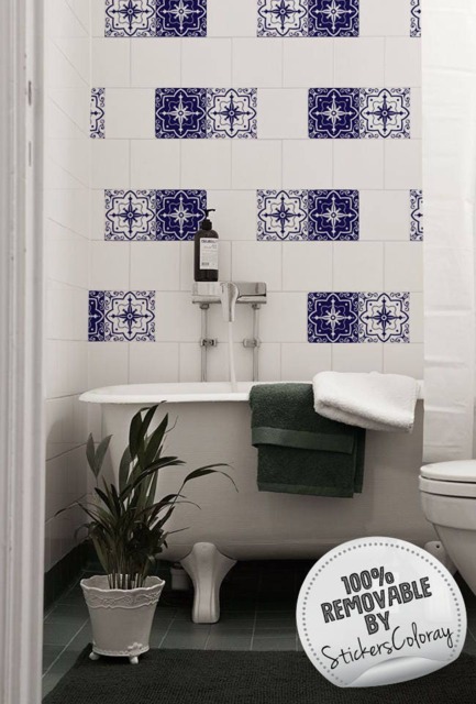 Dutch Tradicional Tile Stickers, Damask, Pack Of 24, Moroccan, Decal, Self Adhesive, Wall Decal, Removable Wallpaper, Ceramic #43T - image 1