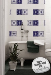 Dutch Tradicional Tile Stickers, Damask, Pack Of 24, Moroccan, Decal, Self Adhesive, Wall Decal, Removable Wallpaper, Ceramic #43T - thumbnail 1
