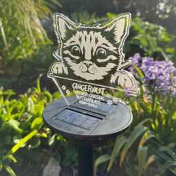 Personalised Memorial Pet Cat Led Garden Colour Changing Solar Light Stake - thumbnail 2