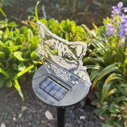 Personalised Memorial Pet Cat Led Garden Colour Changing Solar Light Stake - thumbnail 3