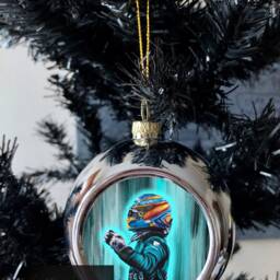 Fernando Alonso Inspired Christmas Bauble Drawing Design - Formula One Inspired Gifts Car Racing Gift Baubles - thumbnail 2