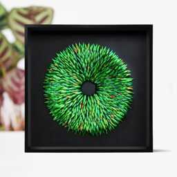 Large Framed Jewel Beetle Wing Elytra Mosaic Art - Luxury Insect Wall Decor, Iridescent Natural Specimen Artwork, Statement Piece - thumbnail 1