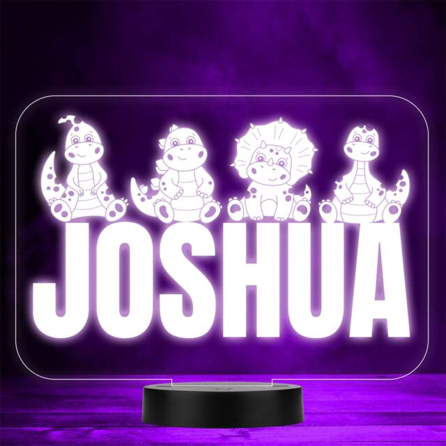 Kids Baby Cartoon Dinosaurs Colour Change Led Personalised Gift Night Light - image 1