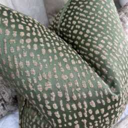 Luxury Cushion Cover, Green & Gold Self-Piped Cover - Pillow , Designer Estrada Ashley Wilde Fabric, Home Decor - thumbnail 3