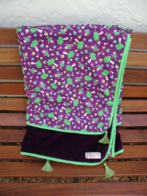 Purple Velvet Blanket, Throw Blanket Fairy, Girls Neon Green Bedroom Decorating, Fairies Room Theme - image 1