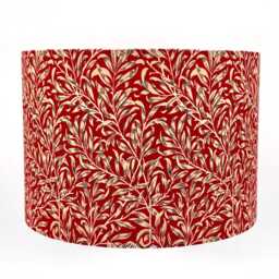 William Morris Bough Crimson Lampshade, Handmade Fabric Lamp Shade, Drum Oval Empire Or Candle Clip, Ceiling Pendant Table - thumbnail 3