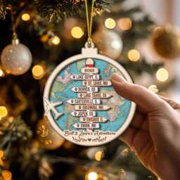 Personalized Travel Adventure Ornament, Custom Traveling Destination Couple Destination, Gift, Christmas Gift - thumbnail 3
