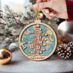 Personalized Travel Adventure Ornament, Custom Traveling Destination Couple Destination, Gift, Christmas Gift - thumbnail 2