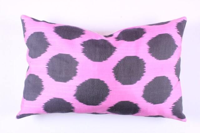 Ikat Silk Velvet Pillow 16x24 - Handmade Boho Cushion Cover Turkish Home Decor Accent - image 1