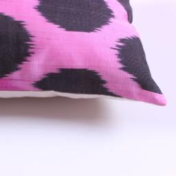 Ikat Silk Velvet Pillow 16x24 - Handmade Boho Cushion Cover Turkish Home Decor Accent - thumbnail 2