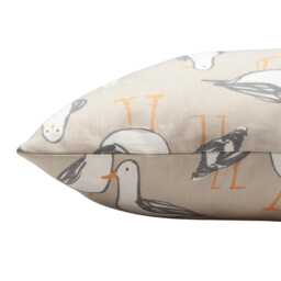Seagull Xl Rectangular Cushion in Taupe. Natural Beige, 100% Cotton Cloth, Marine Sea Birds Design. 23X15 - thumbnail 2
