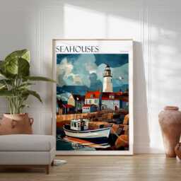 Seahouses Travel Poster Northumberland Coastal Wall Art - thumbnail 2