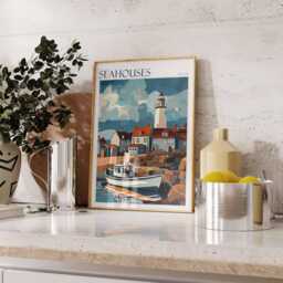 Seahouses Travel Poster Northumberland Coastal Wall Art - thumbnail 3