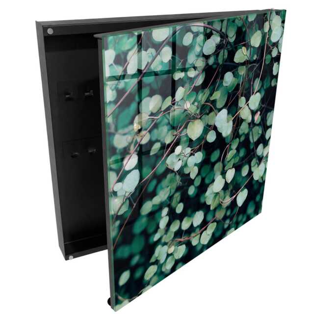 Green Leaves Key Cabinet For Home, Box Wall, Photographic Flowers & Plants, Nature Lovers - image 1