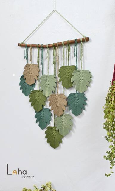 Macrame Leaf Wall Hanging Customizable Color, Boho Nursery Decor - image 1