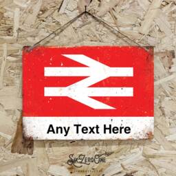 Personalised Train Station Metal Sign. Worn Or Clean Look Available - Any Name & Date Custom Print Steam Platform Railway - thumbnail 2