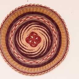 Purple Woven Wall Art Handmade Mandala Basket 22 Inch Bohemian Home Decor - thumbnail 2