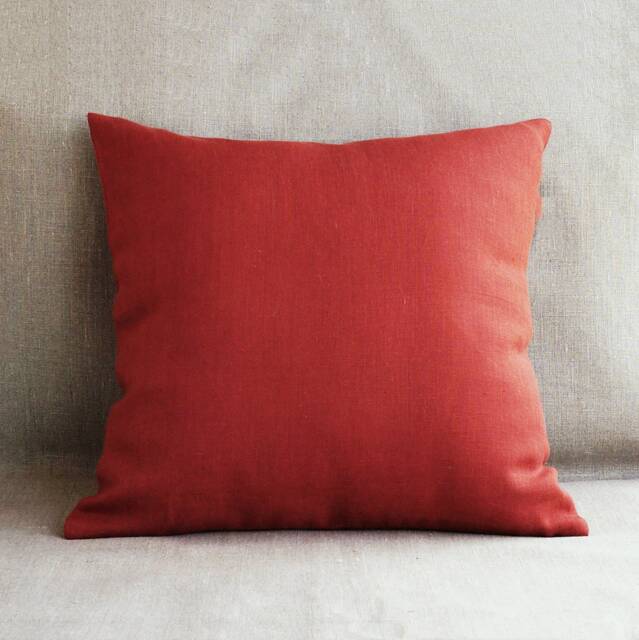 16x16 Burnt Orange Linen Pillow Case Rusty Throw Covers 20x20, Outdoor Sofa Cushion Or Bed 18x18 22x22 26x26 - image 1