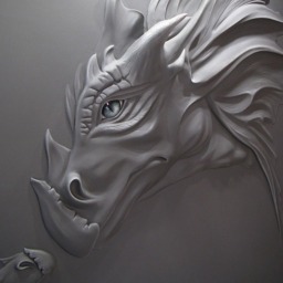 Bas Relief 3D Wall Art Dragon Head Wall Sculpture Dinosaur Relief Sculptural Painting Bas - thumbnail 2
