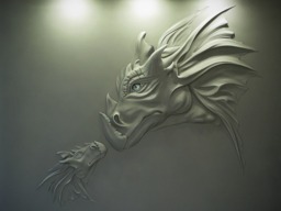 Bas Relief 3D Wall Art Dragon Head Wall Sculpture Dinosaur Relief Sculptural Painting Bas - thumbnail 1