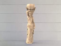Girl With Grapes, Beautiful Carved Column, Carved Caryatid For Interior Decoration, Unpainted, Home Wall Embellishments, Wood Wall Art Decor - thumbnail 1