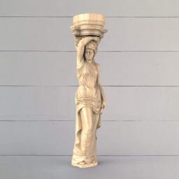 Girl With Grapes, Beautiful Carved Column, Carved Caryatid For Interior Decoration, Unpainted, Home Wall Embellishments, Wood Wall Art Decor - thumbnail 3
